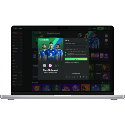 Login and Sign-Up Options on BC Game Apk
