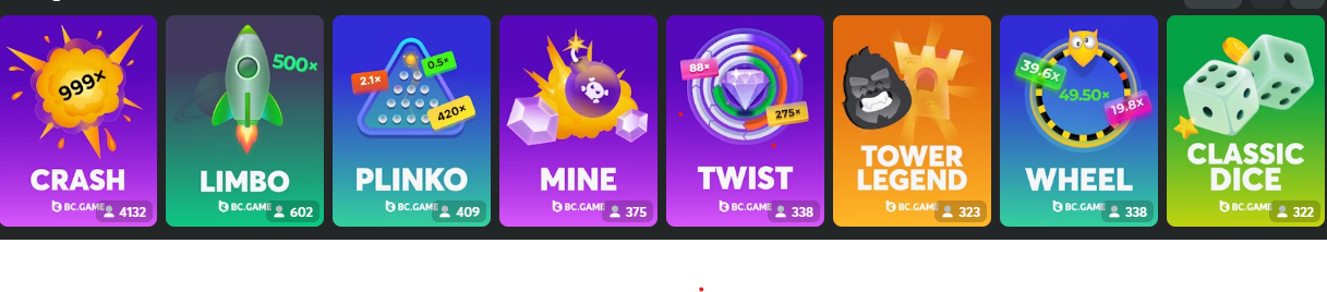 Popular Games Like Crash, Plinko, and Mines Available
